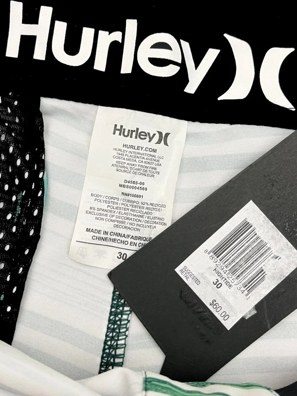 Hurley NEW NWT Phantom Hightide Board Swim Surf Beach Shorts Trunks Mens 30